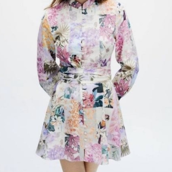 Zara Patchwork Belted Mini Dress - Picture 9 of 9